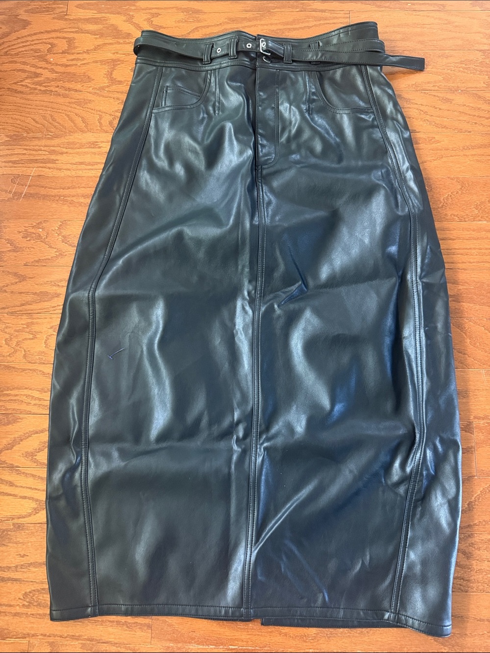 NWT Anthropologie Pilcro faux leather belted midi skirt - Picture 3 of 11